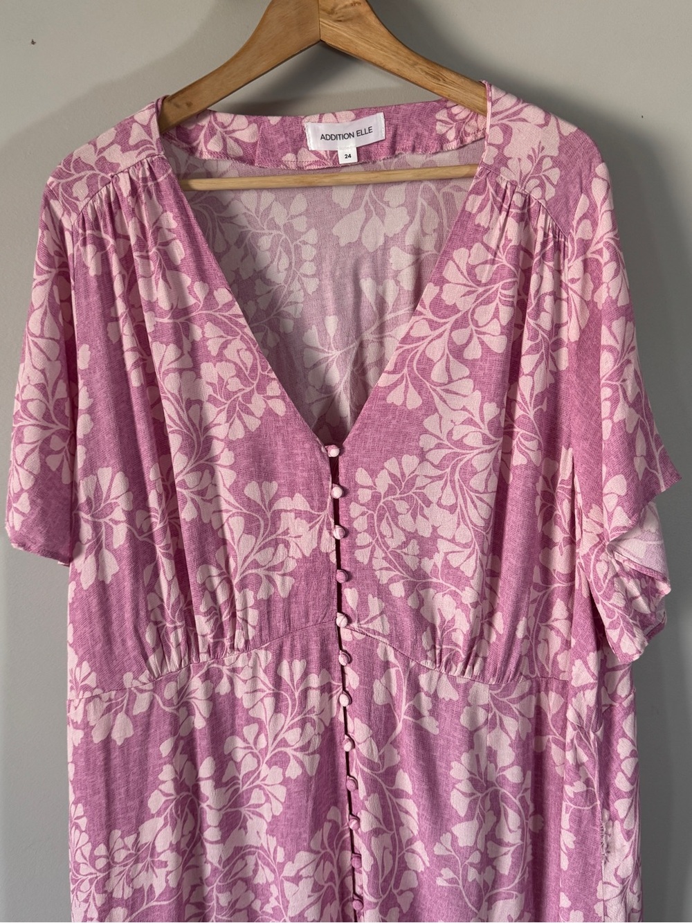Addition Elle Pink Floral Midi Dress Plus Size 24 100% Viscose Boho Cottagecore - Picture 4 of 11